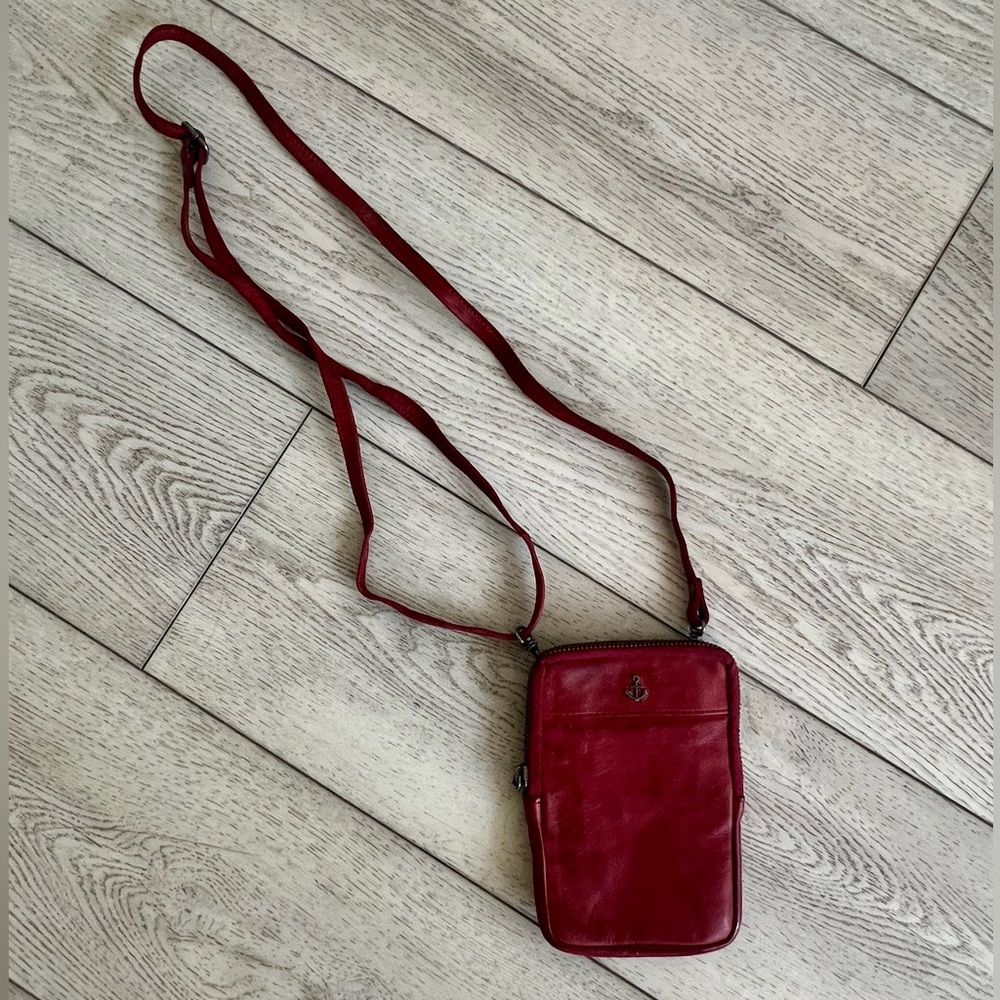 Harbour 2nd Benita Crossbody Bag Dark Red Leather Phone Case Purse - Picture 5 of 9